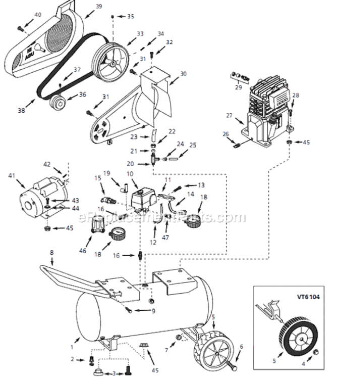 Page A Diagram and Parts List for VX831804 2004 Campbell Hausfeld Compressor